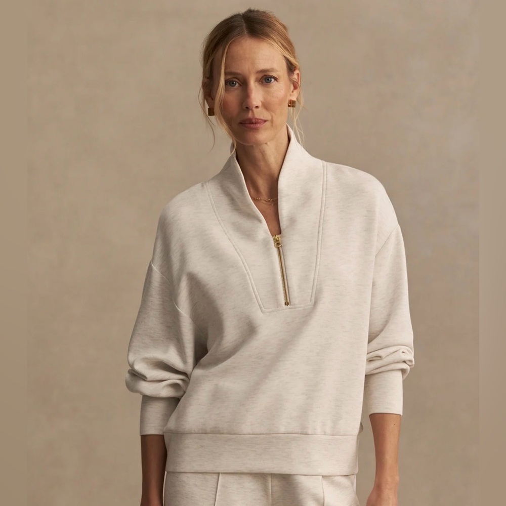 Varley Davidson Cream Half-Zip Pullover Sweater